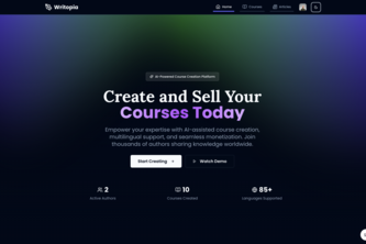 Preview of writopia.online: AI powered Course Creation Platform