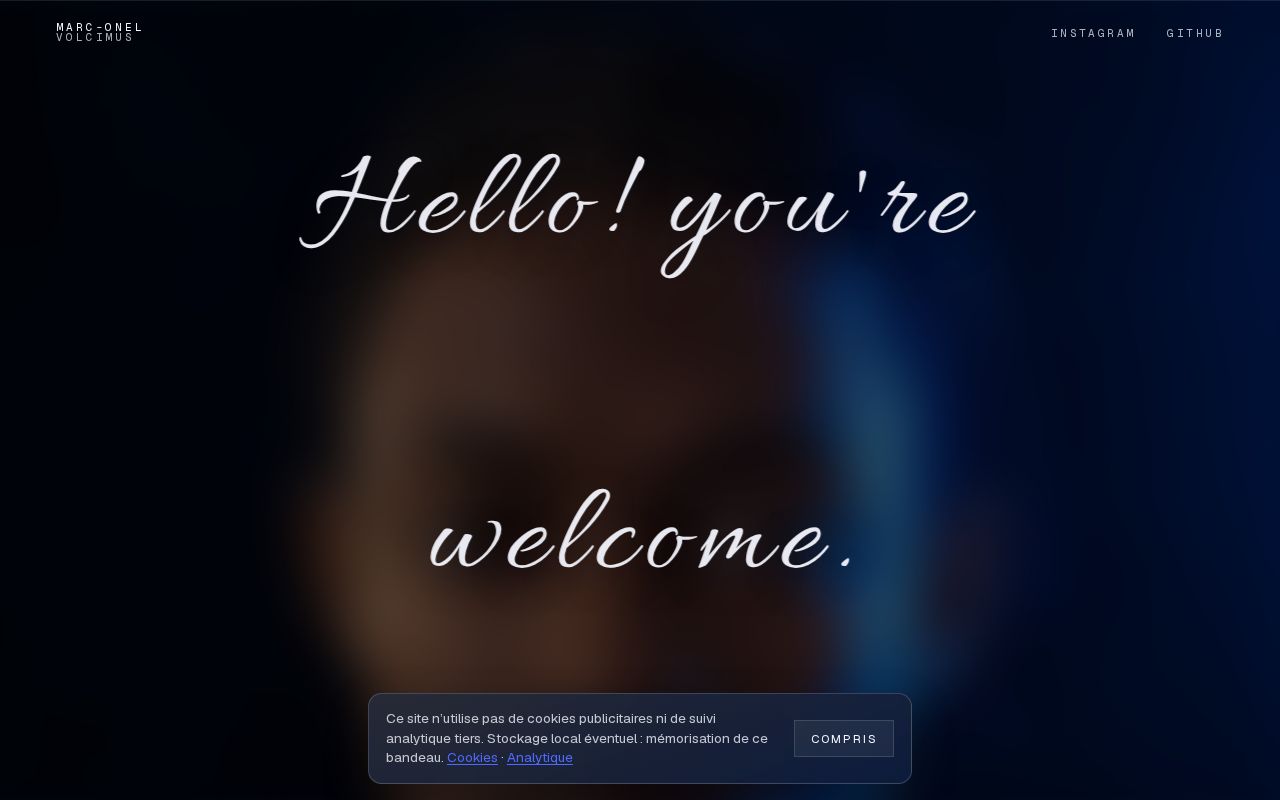 Preview of Personal brand landing — Marc-Onel Volcimus. Lifestyle, software, cybersecurity.