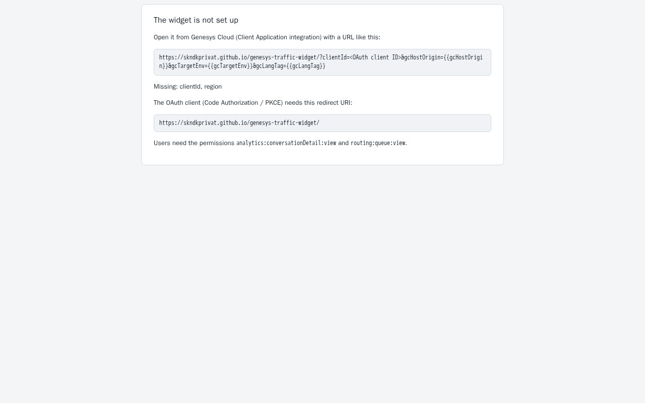 Preview of Genesys Traffic Widget