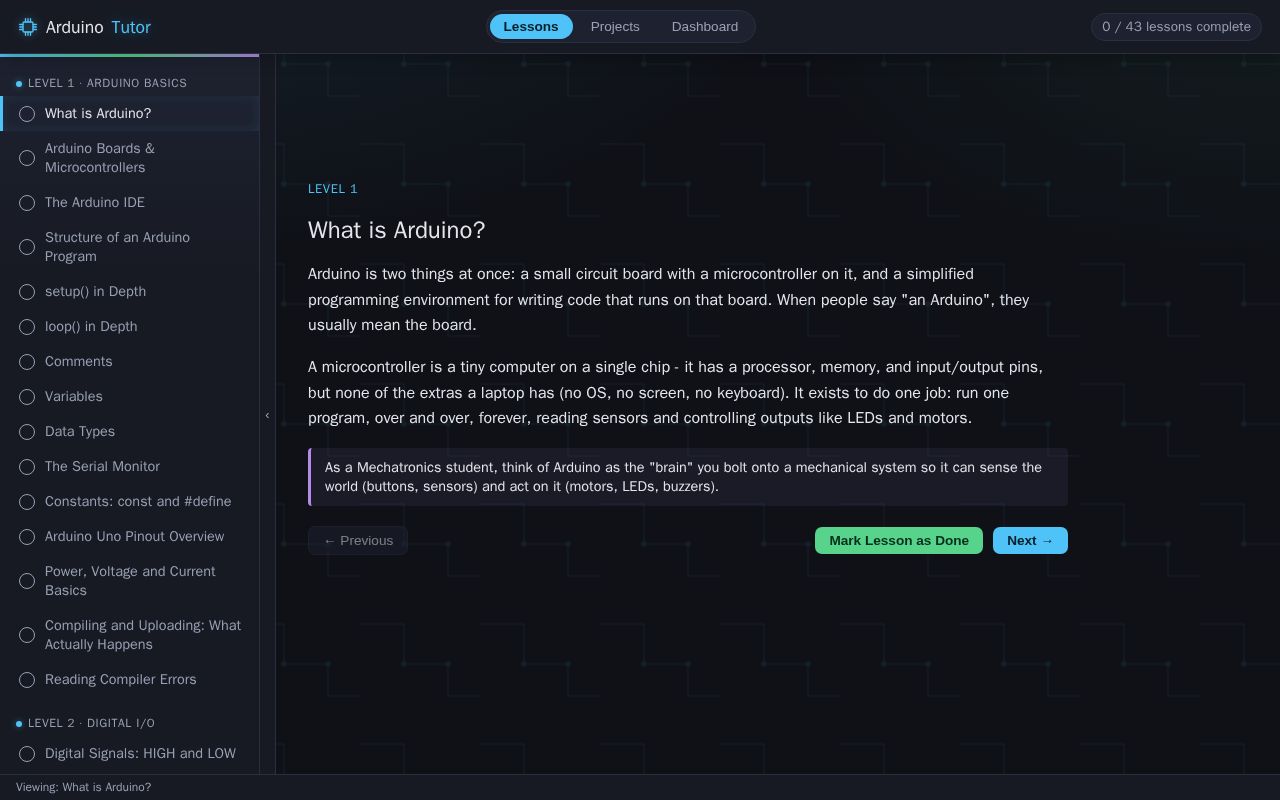 Preview of Arduino Tutor