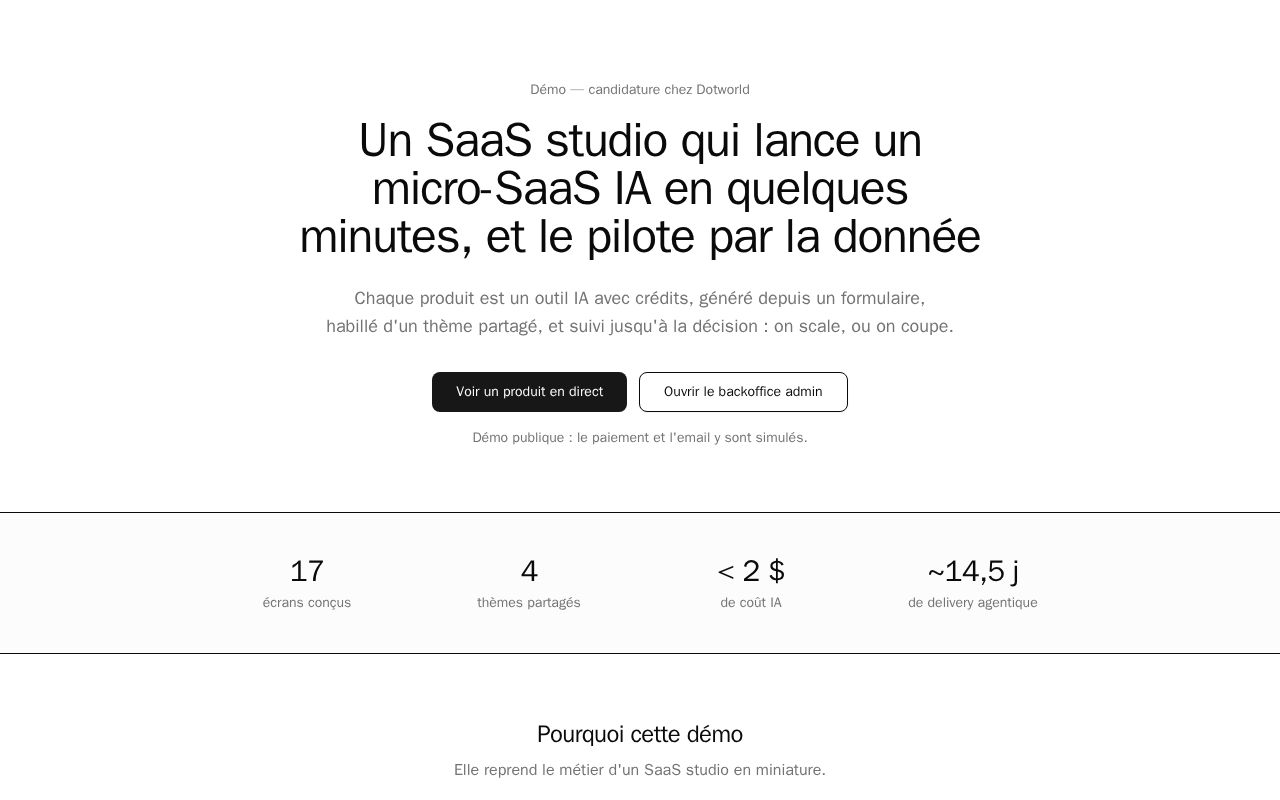 Preview of Micro Saas Studio Builder