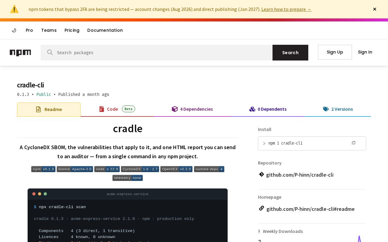 Preview of Cradle Cli