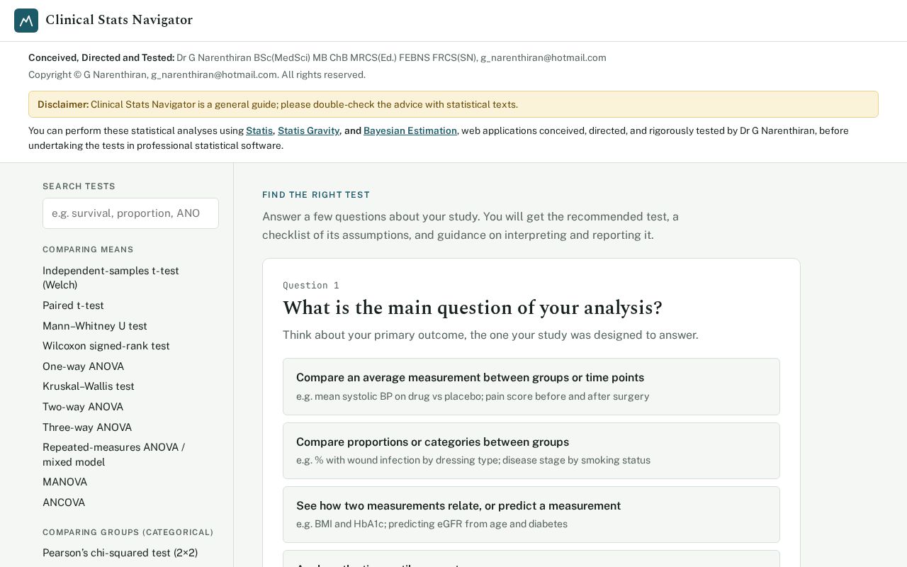 Preview of Clinical Stats Navigator
