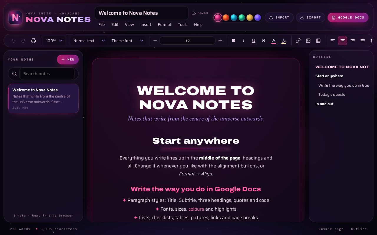 Preview of Nova Notes