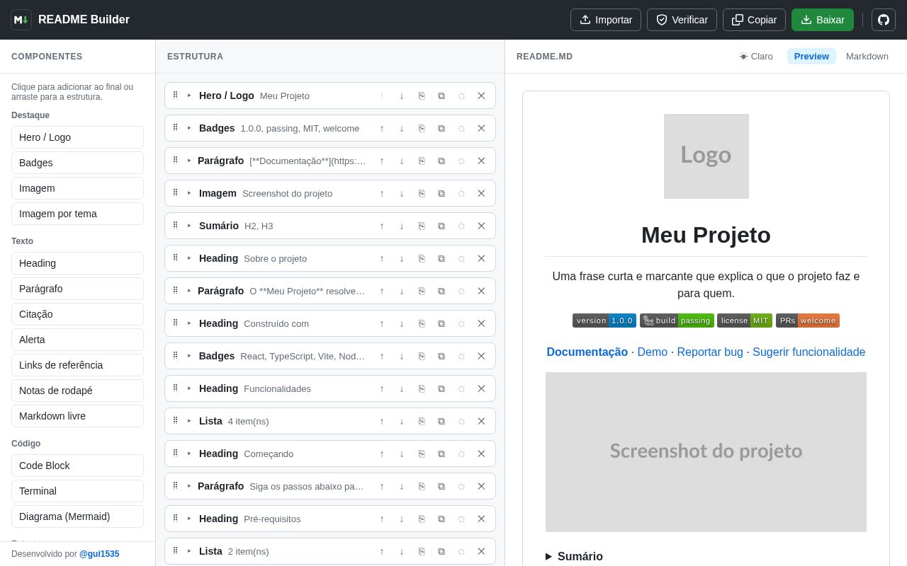 Preview of Readme Generator