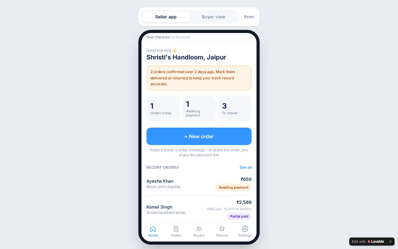 Preview of Razorpay SMB