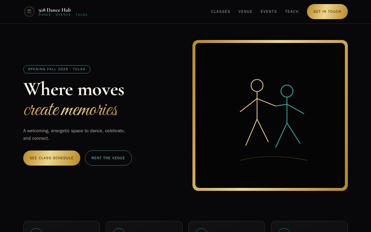 Preview of Website for the 918 Dance Hub and Events Studio in Tulsa, OK