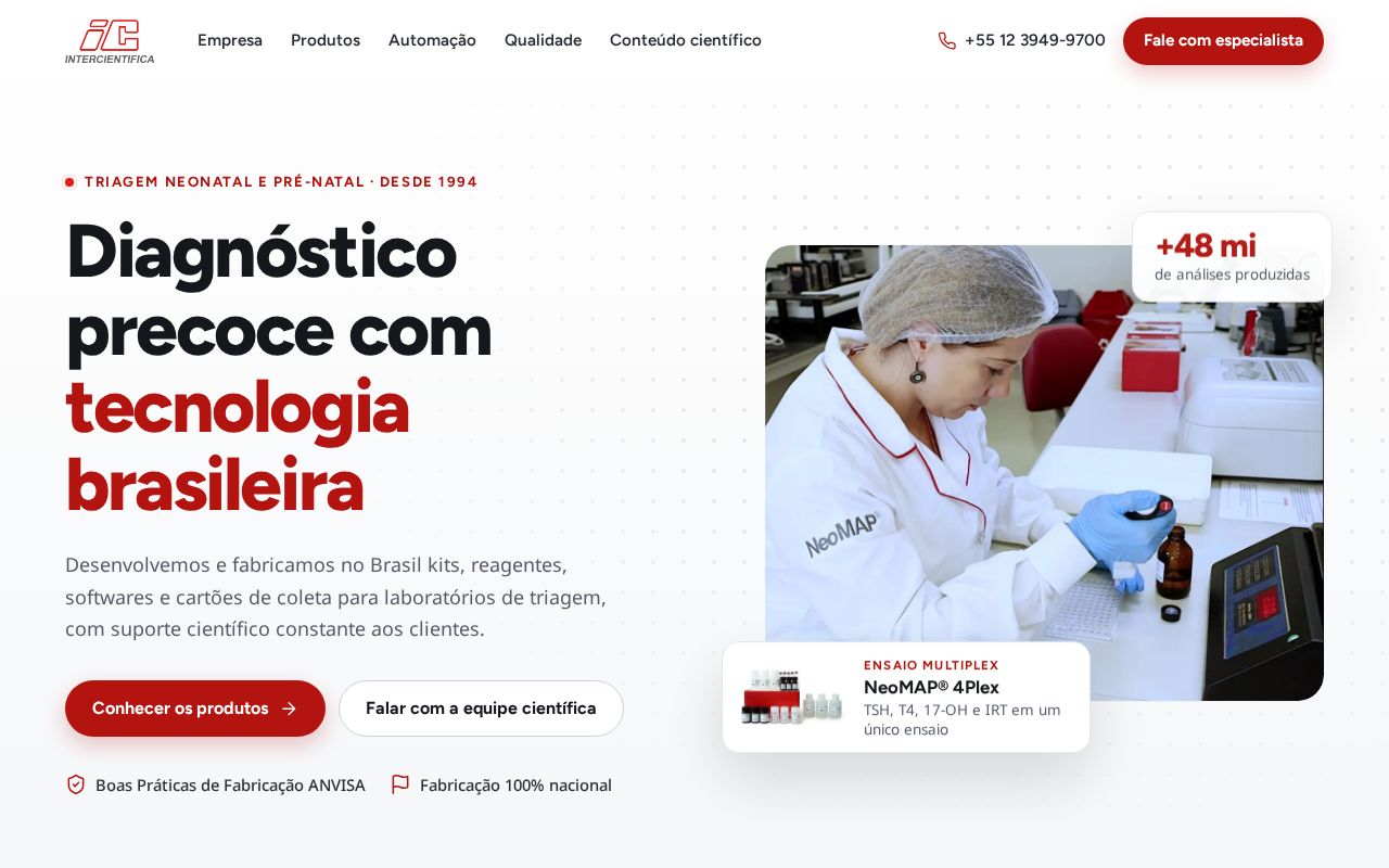 Preview of Proposta de redesign do site da Intercientifica, feita pela Apex Web