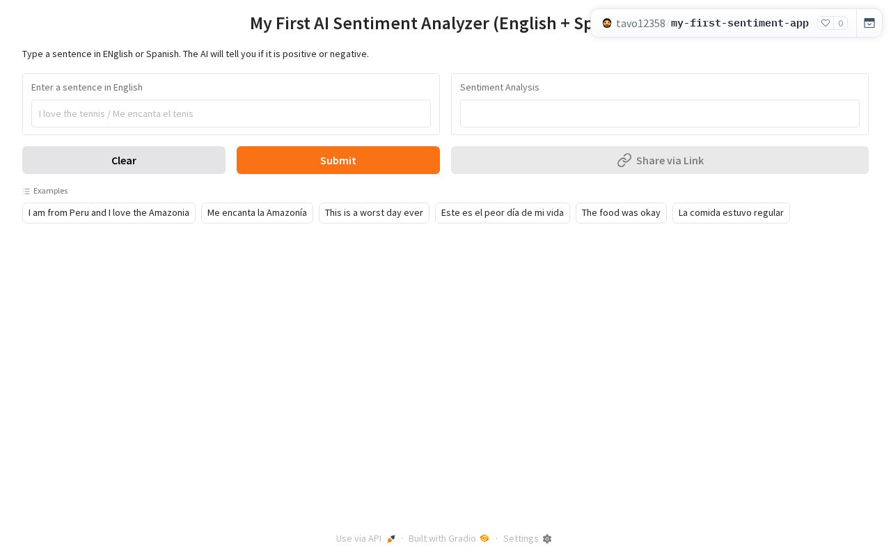 Preview of My First Sentiment App