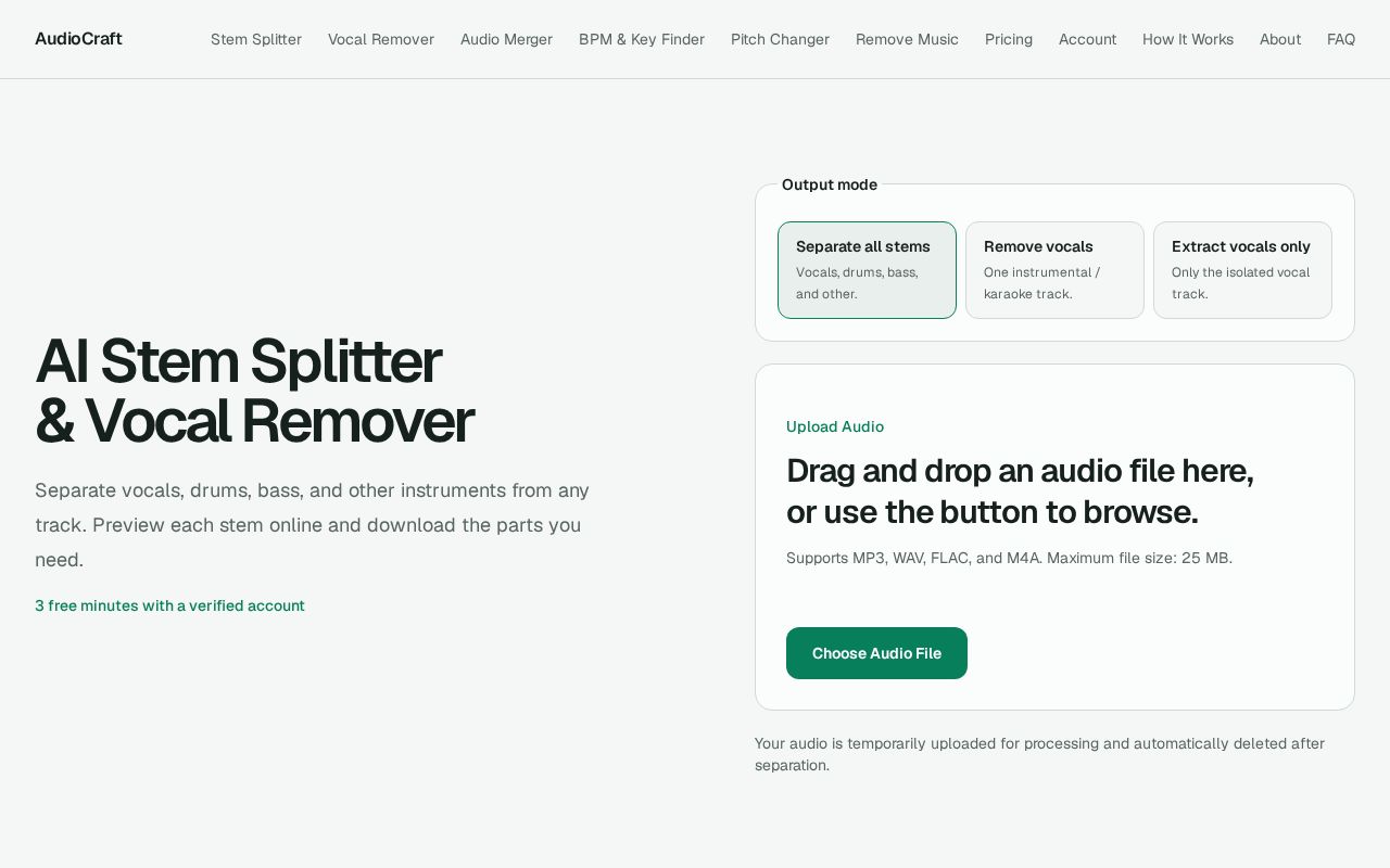 Preview of Free AI Stem Splitter & Vocal Remover Online