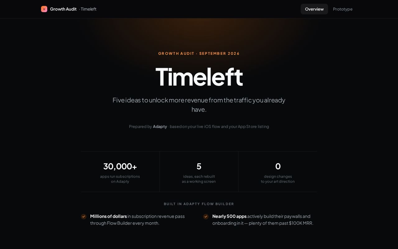 Preview of Timeleft Flow Rebuild