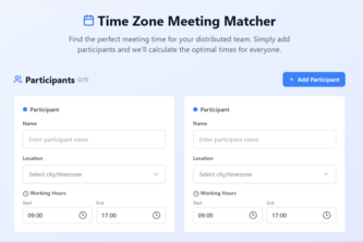 Preview of Time Zone Meeting Matcher