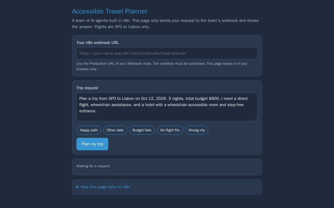 Preview of Travel Planner Demo