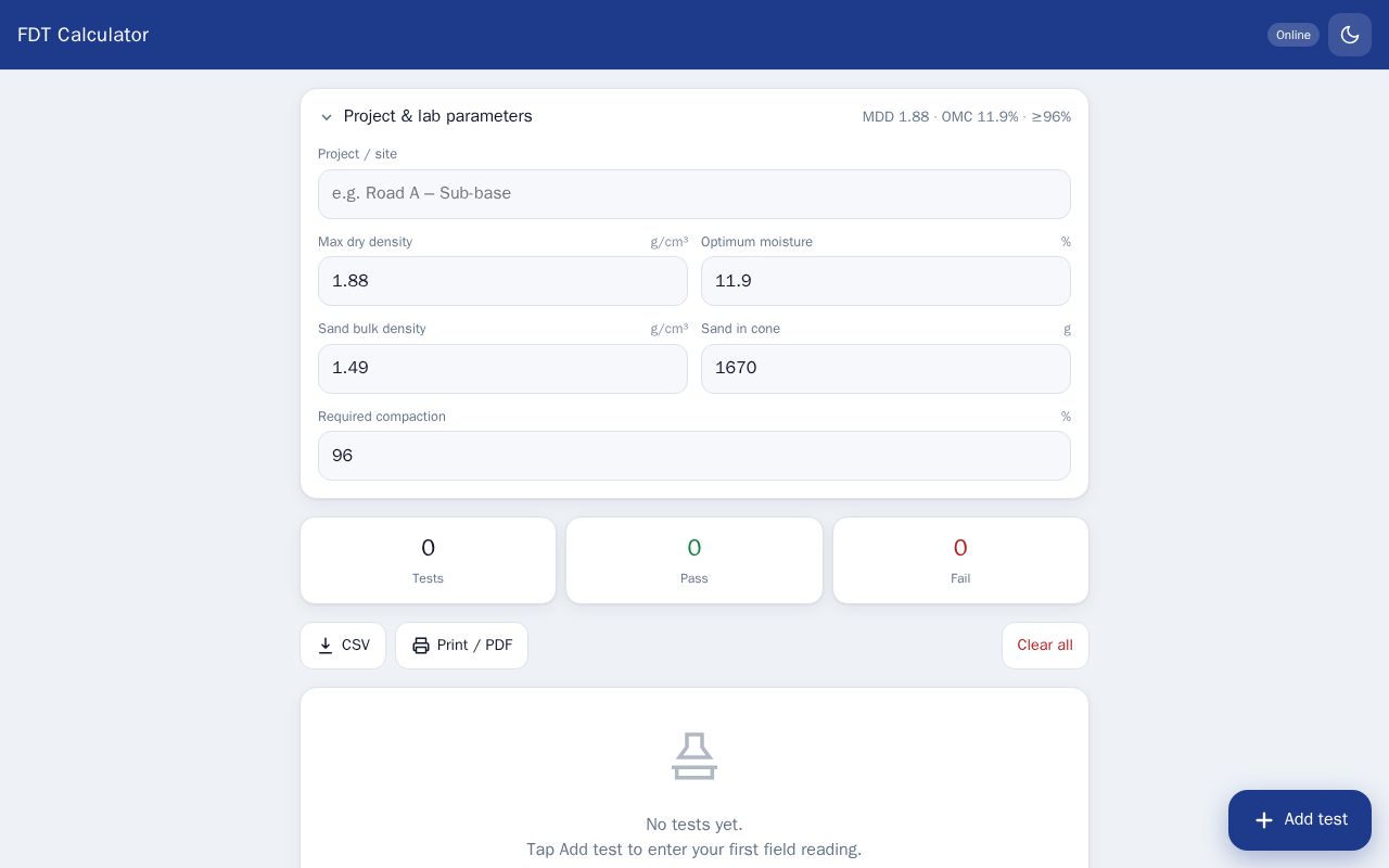 Preview of Fdt Calculator
