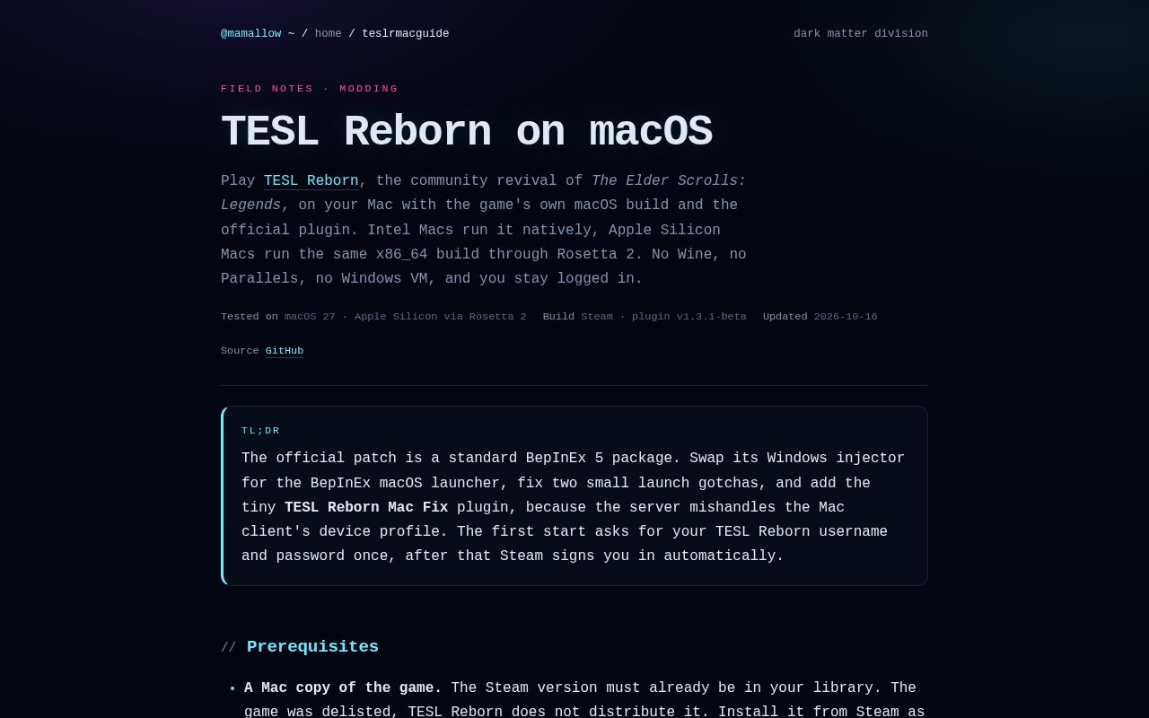 Preview of Tesl Reborn Mac
