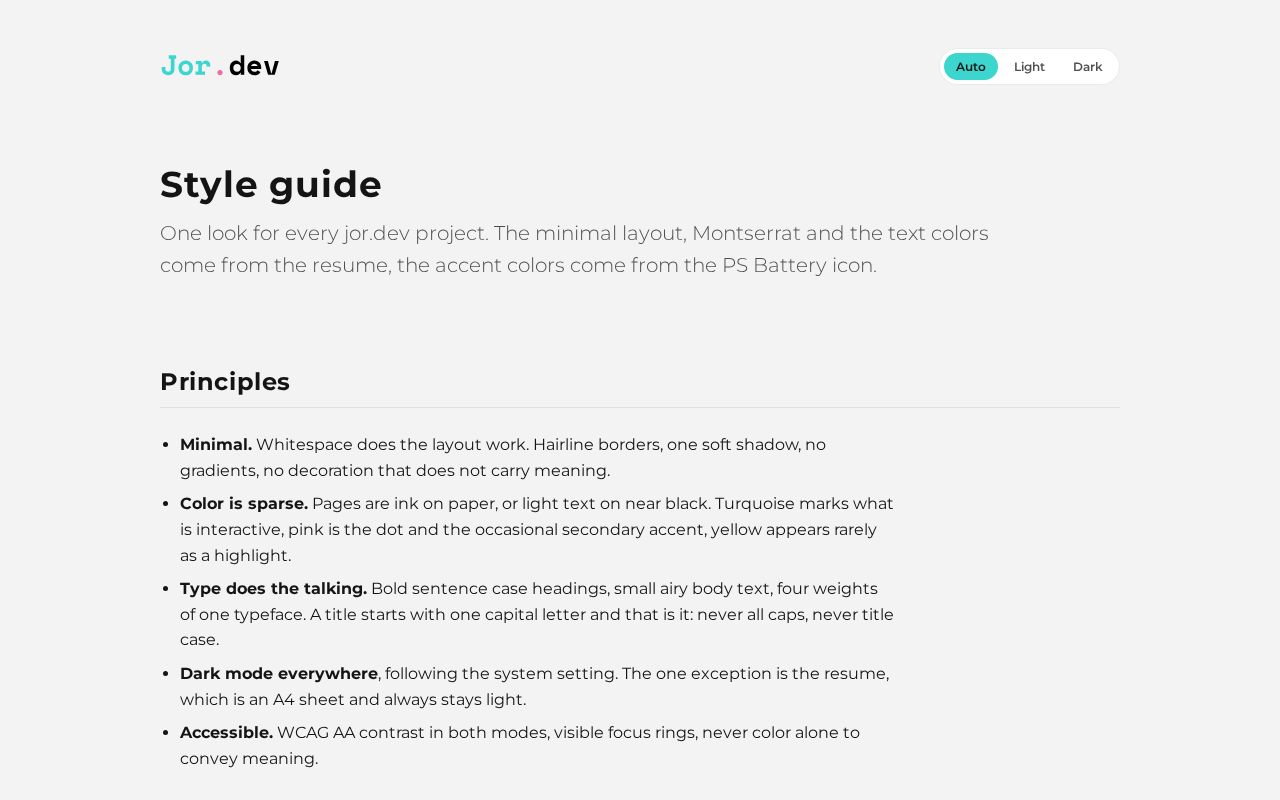 Preview of jor.dev style guide