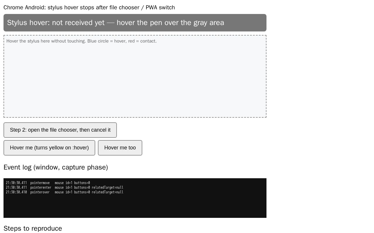 Preview of Stylus Hover Repro