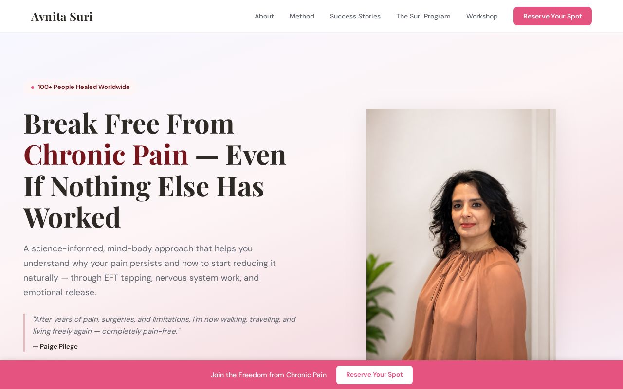 Preview of Avnita Suri Main Website