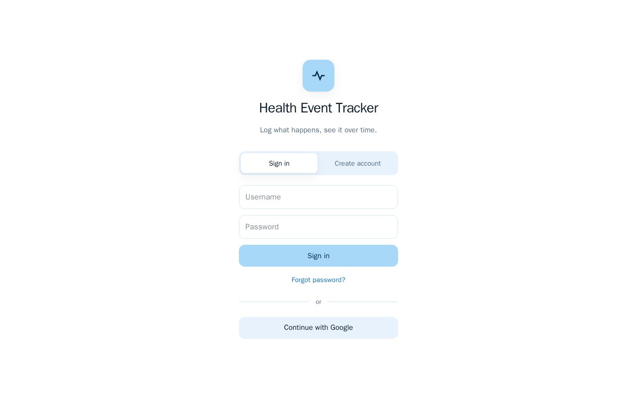 Preview of Health Event Tracker