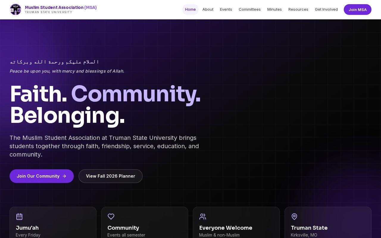 Preview of Truman MSA Website