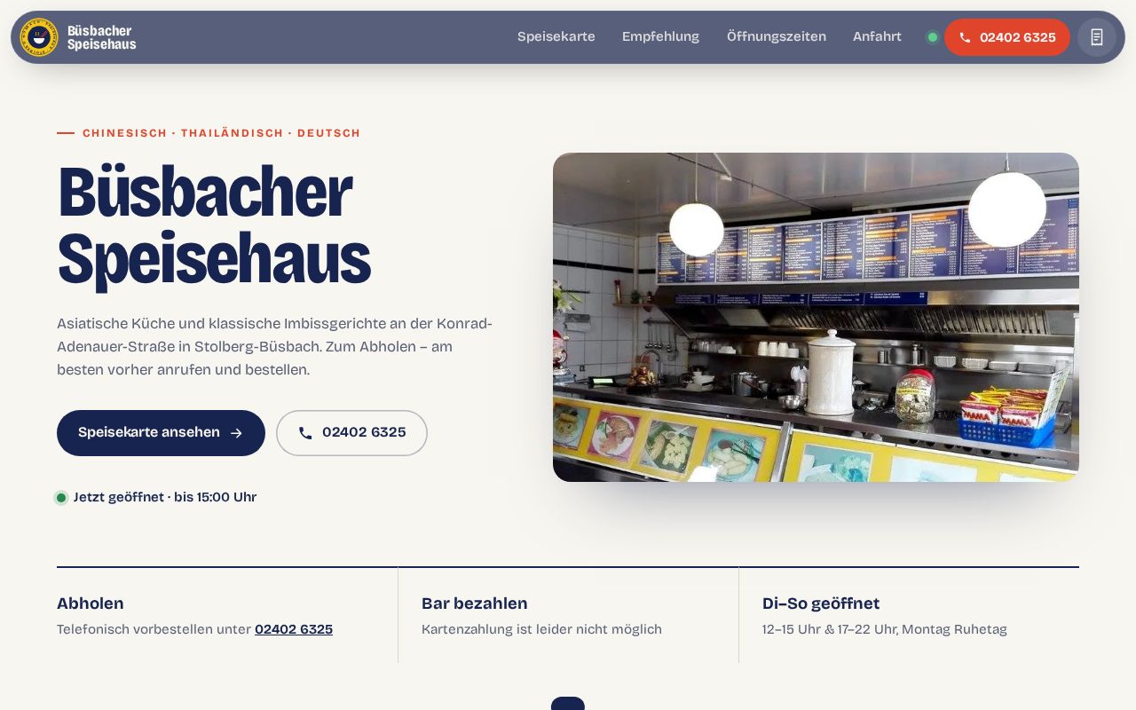 Preview of Buesbacher Speisehaus Website