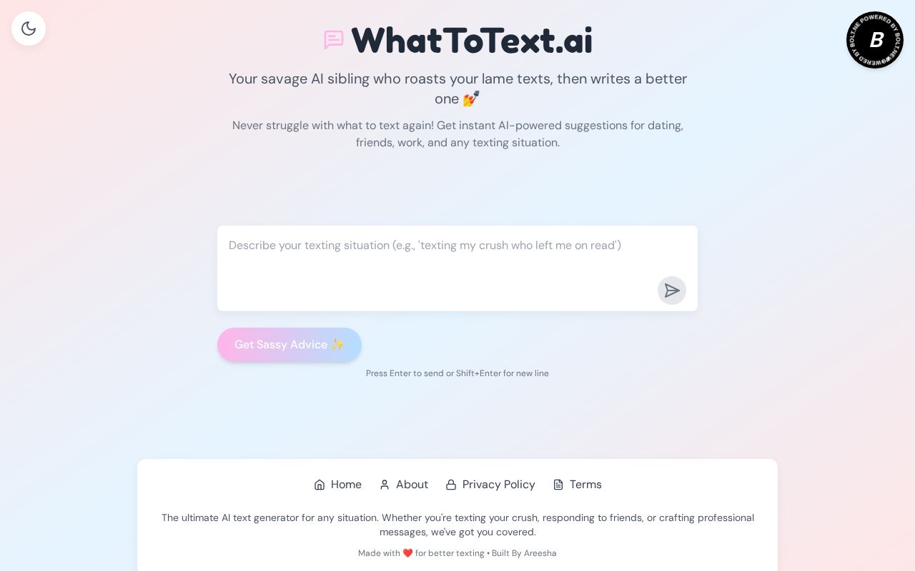 Preview of WhatToText.ai