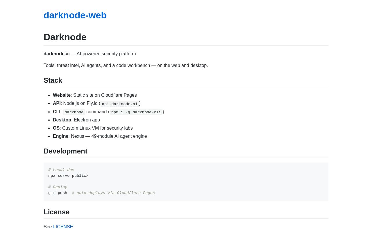 Preview of Darknode Web