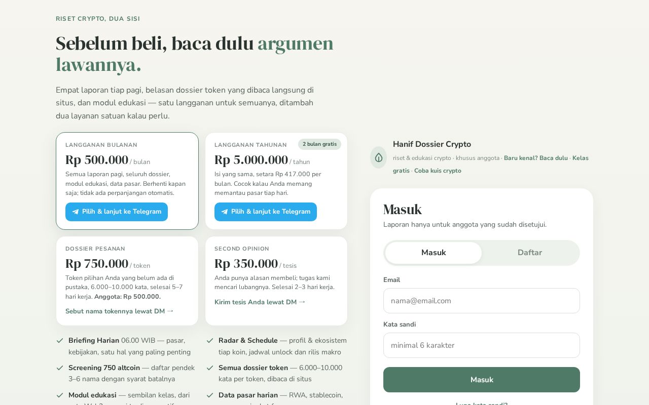 Preview of Halaman utama laporan Hanif Investment Service