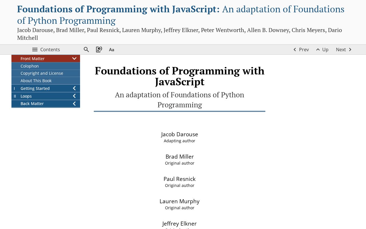 Preview of Foundations Of Programming With JavaScript