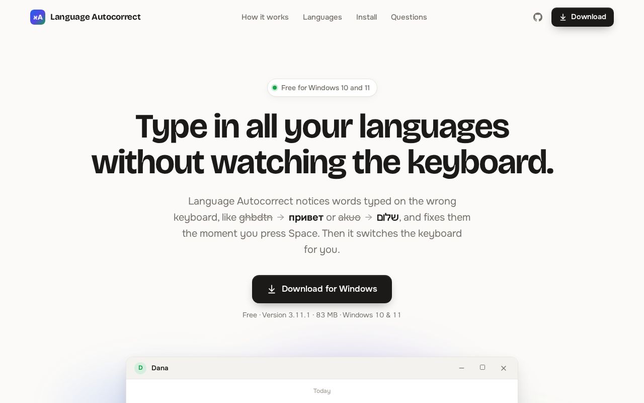 Preview of Language Autocorrect