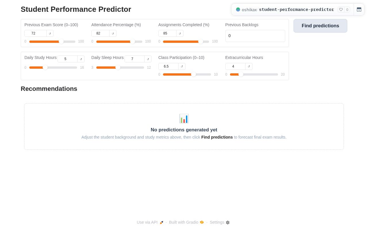 Preview of Student Performance Predictor