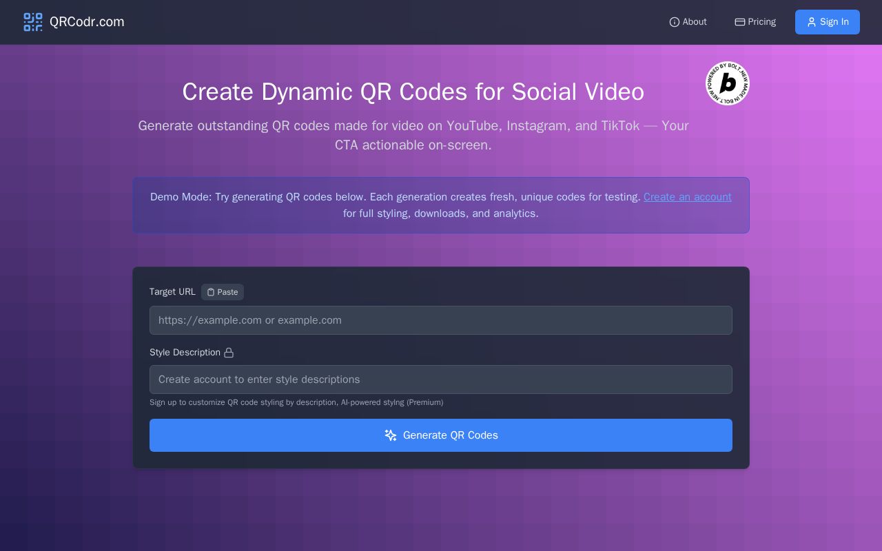 Preview of QRCodr – Eye-Catching QR Codes for Social Video
