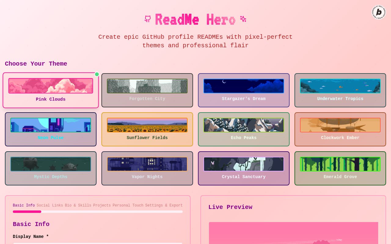 Preview of Readme Hero