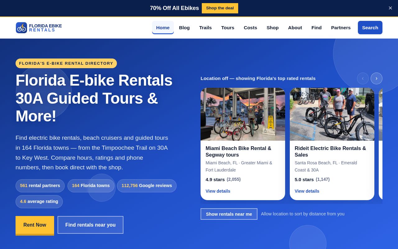 Preview of Floridaebikerentals Com