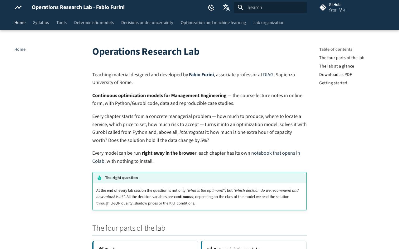 Preview of Operations Research Lab