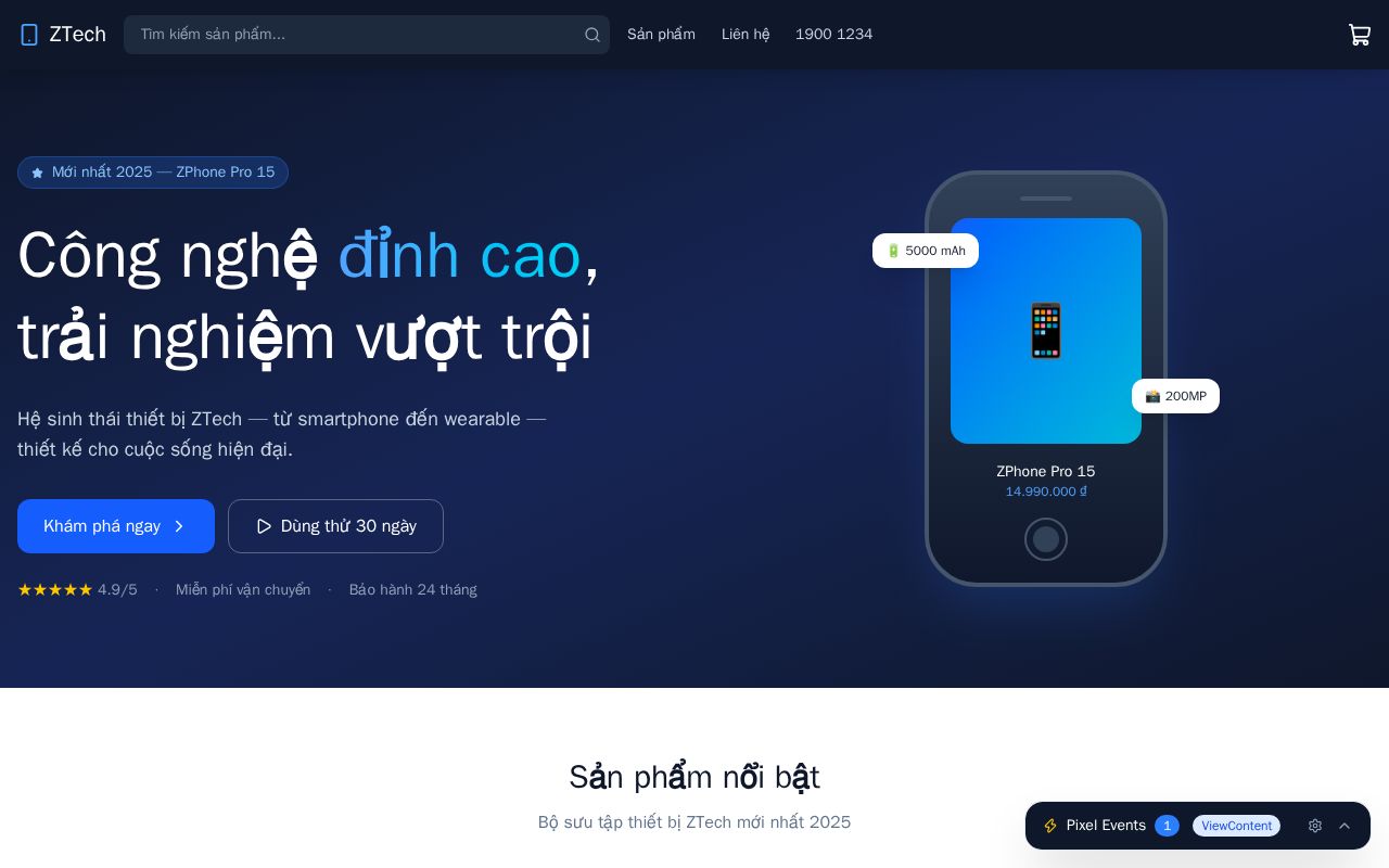 Preview of Landing Page