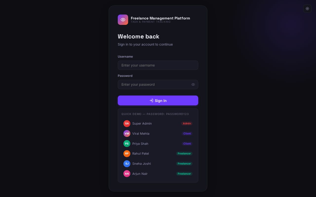 Preview of Freelance Management Platform
