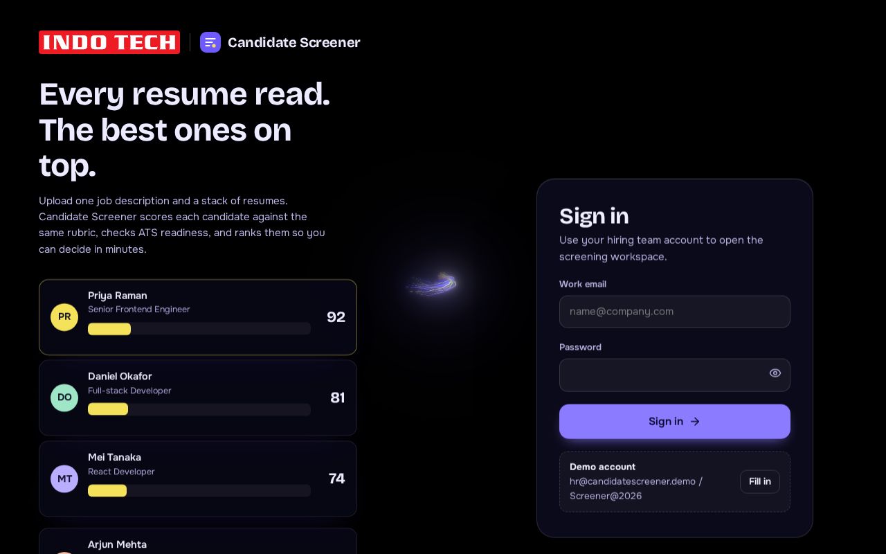Preview of Candidate Screener