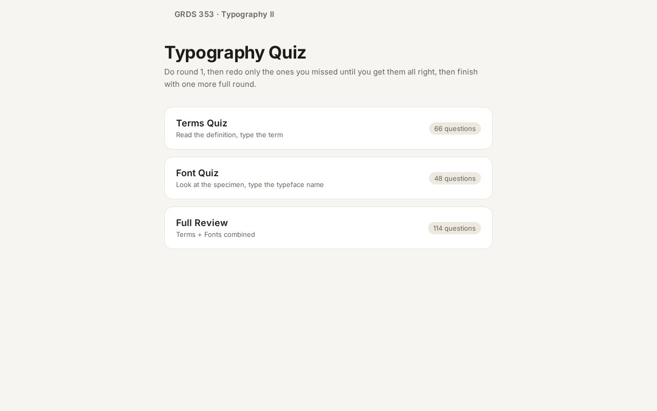 Preview of Typography Quiz