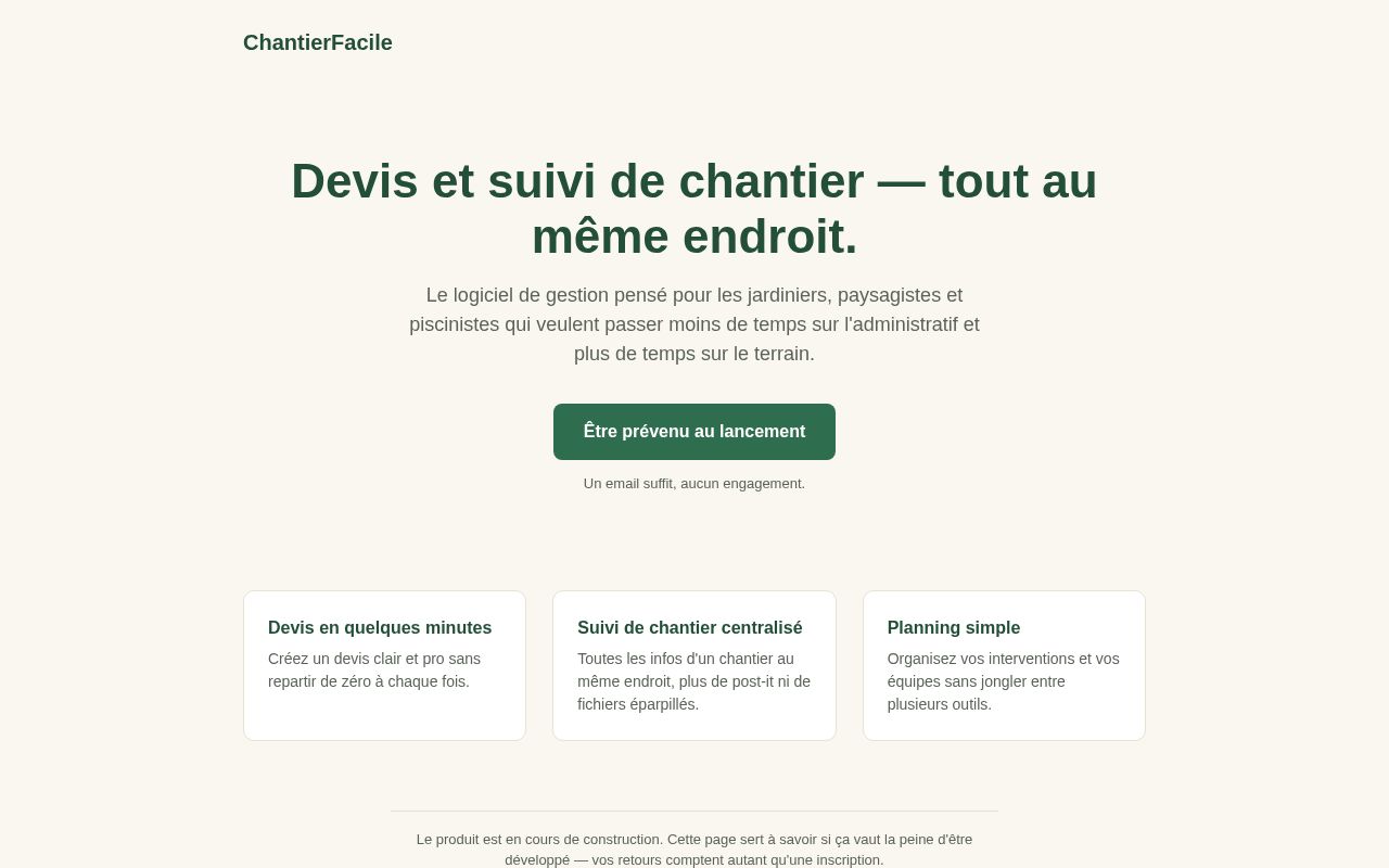 Preview of Chantierfacile Landing