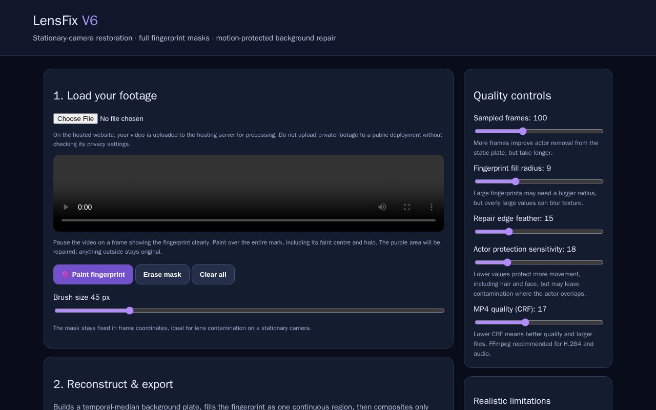 Preview of LensFix V6 Web