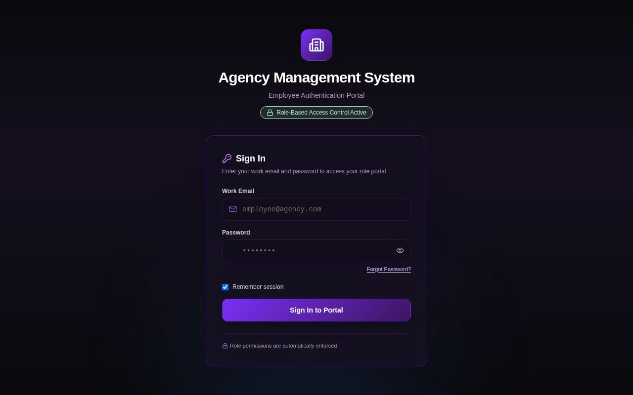 Preview of Agency Management System