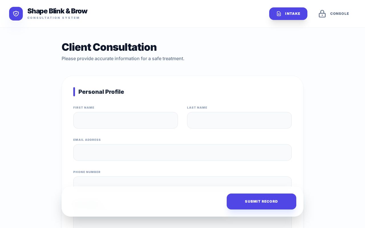 Preview of Shapes Client Consultation Form