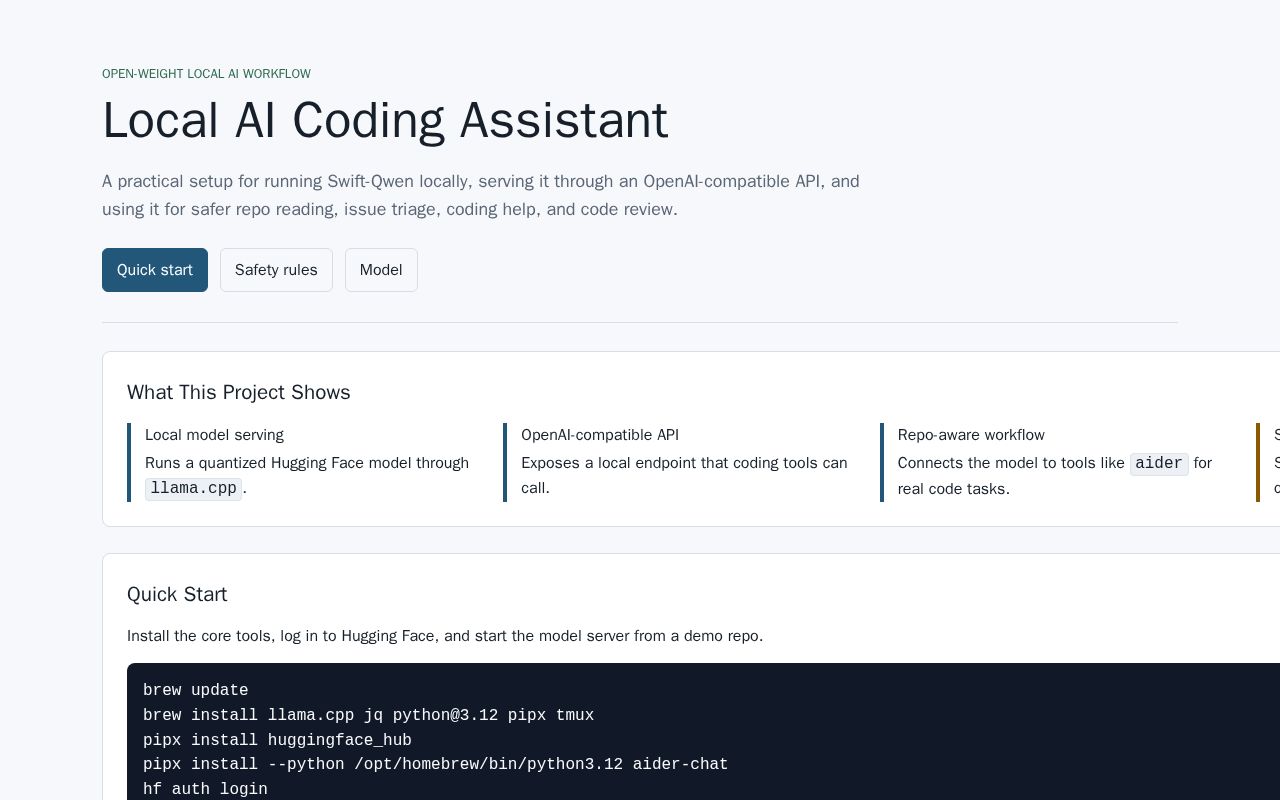 Preview of Local AI Coding Assistant