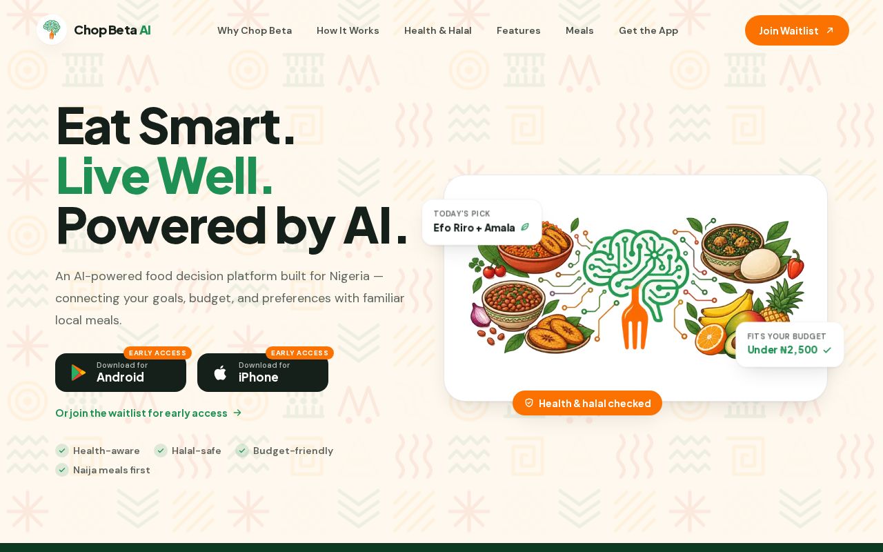 Preview of ChopBeta AI Landing