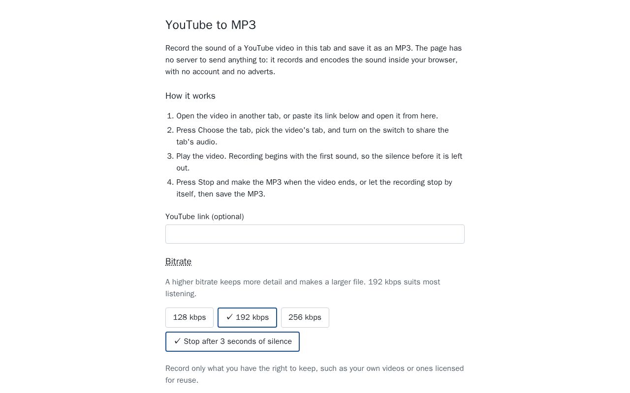 Preview of YouTube to MP3