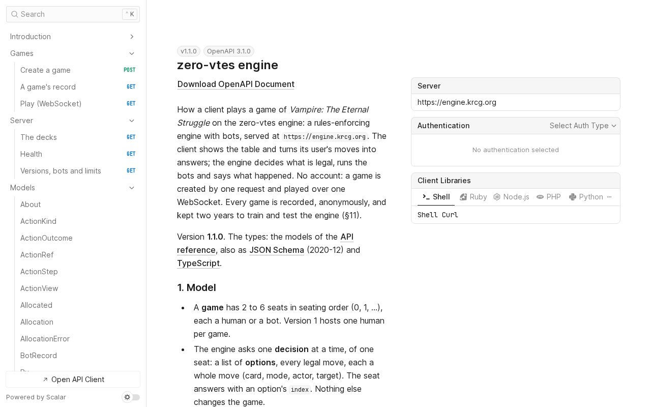 Preview of zero-vtes engine: API reference