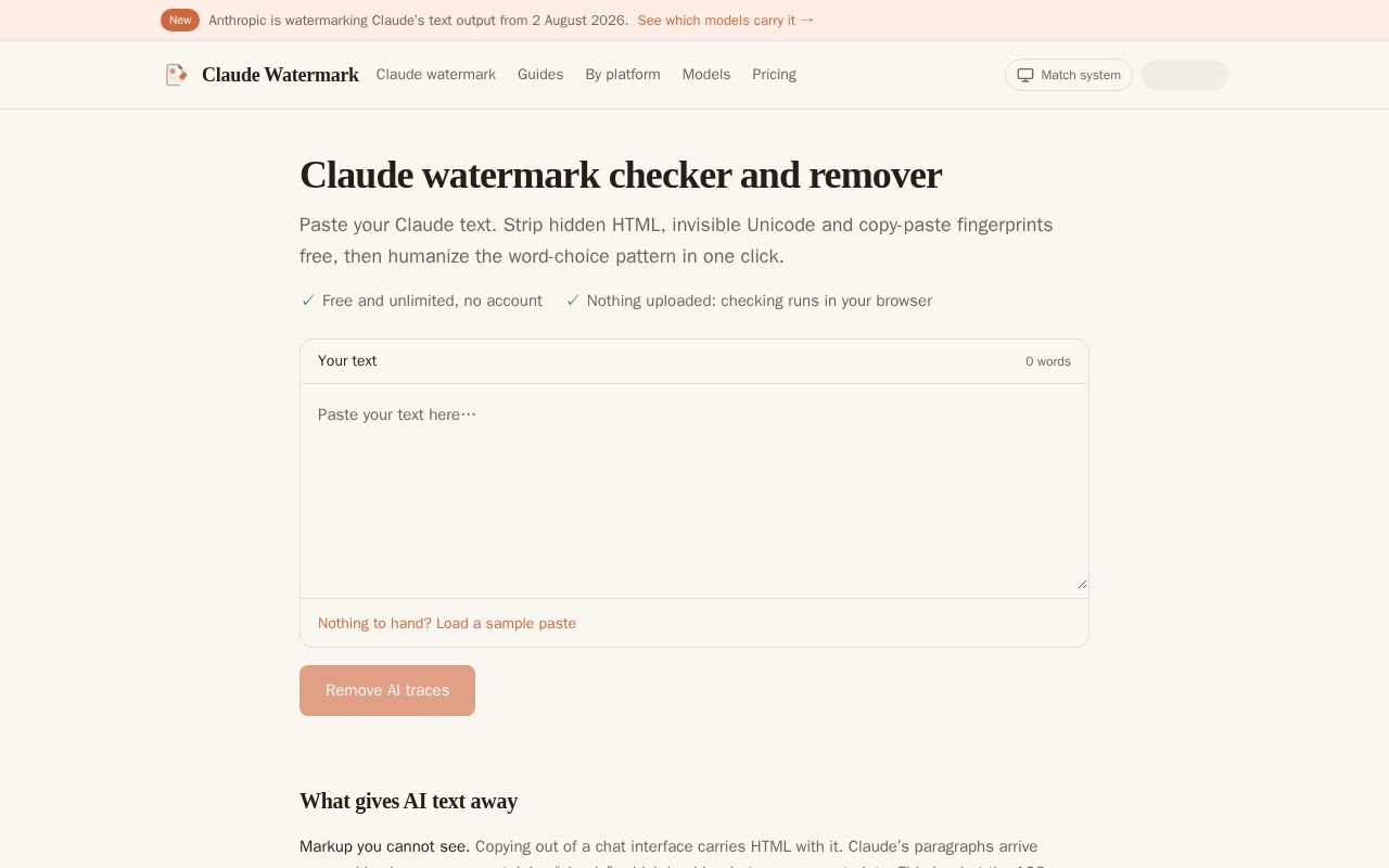 Preview of Claude watermark checker