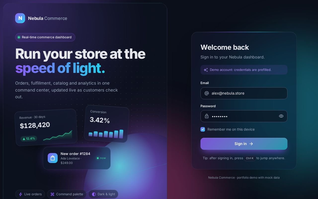 Preview of Nebula Commerce