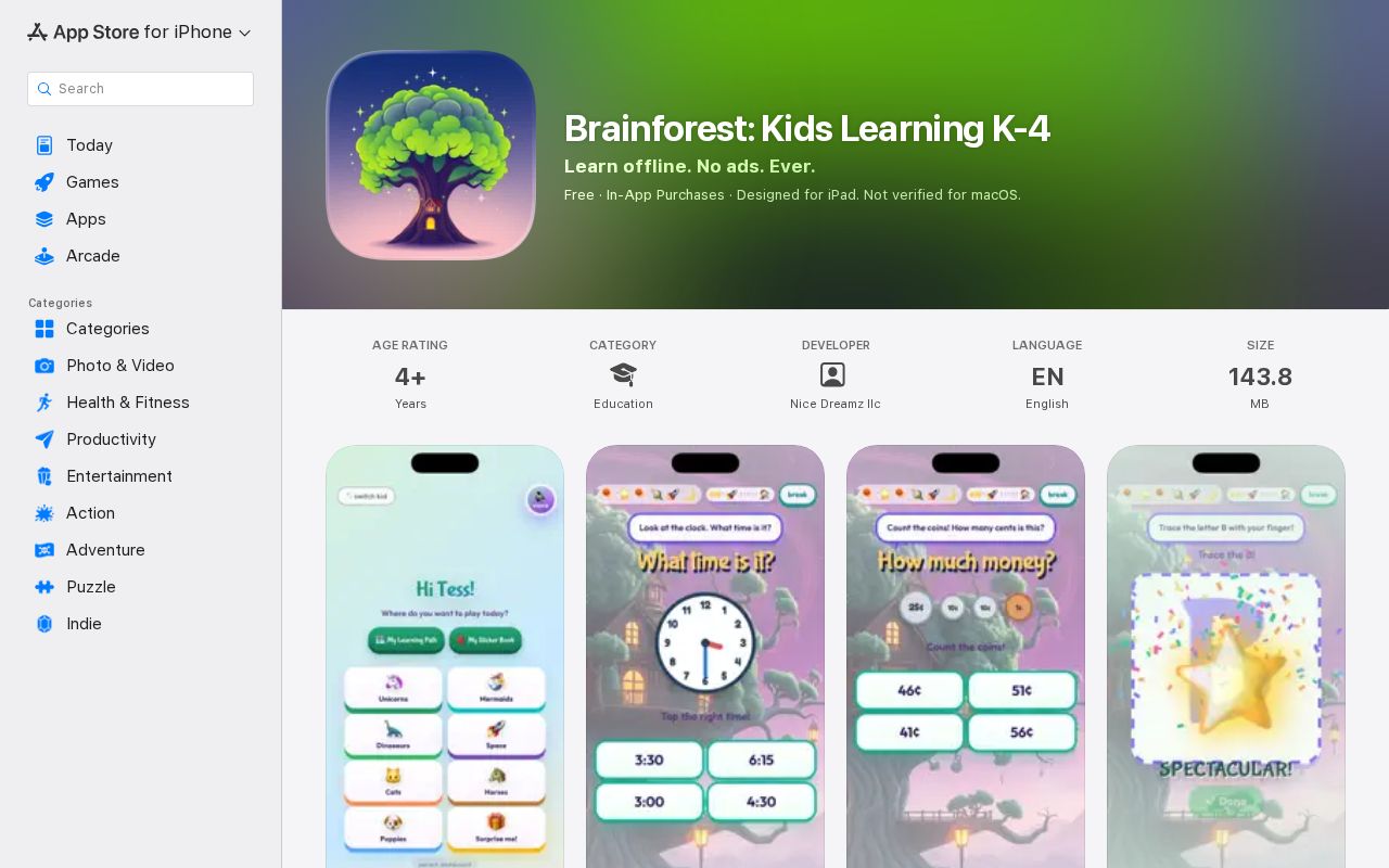 Preview of Brainforest: Kids Learning K-4